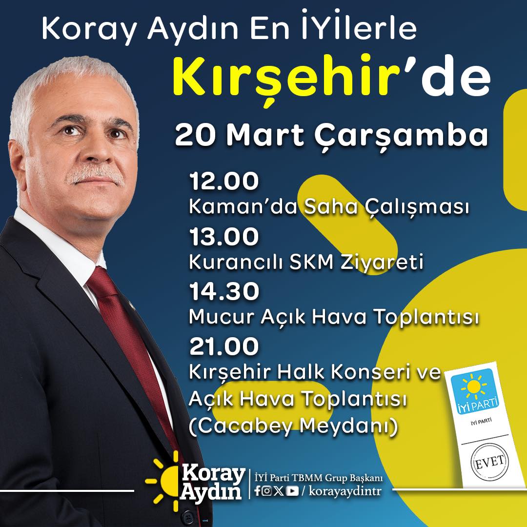 İYİ Parti Ankara Milletvekili Koray Aydın, Kırşehir'de Yoğun İlgiyle Karşılandı