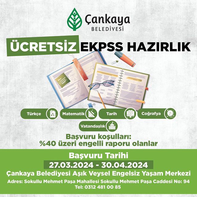 Çankaya Belediyesi tarafından engelli adaylar için ücretsiz EKPSS kursları düzenlenecek