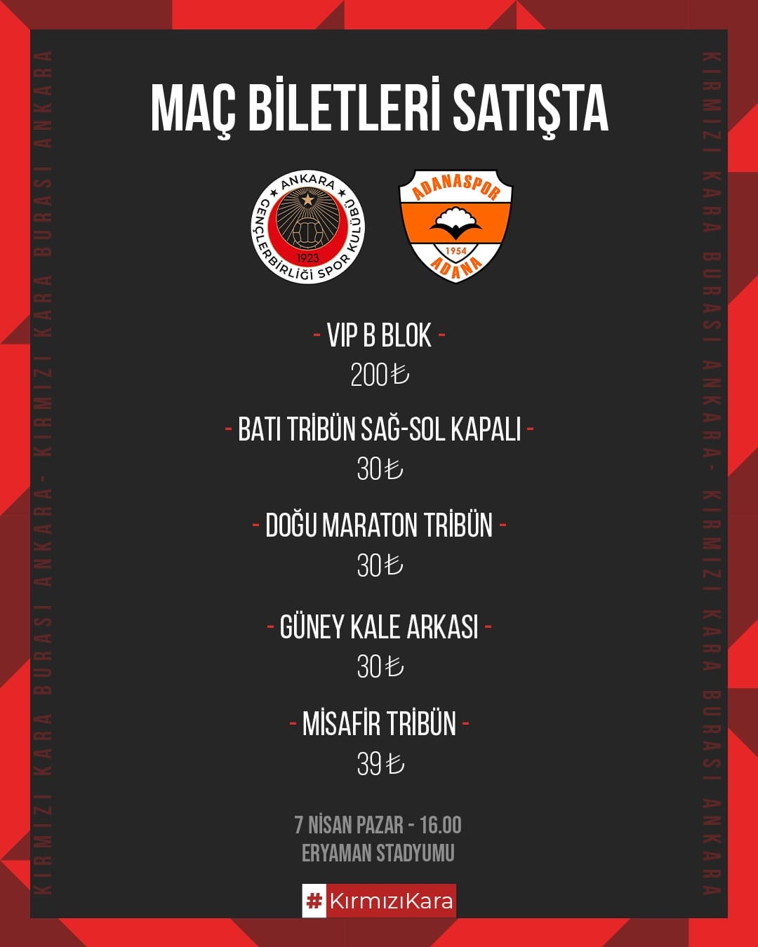 Gençlerbirliği, Adanaspor maçında taraftarlardan tam destek bekliyor!