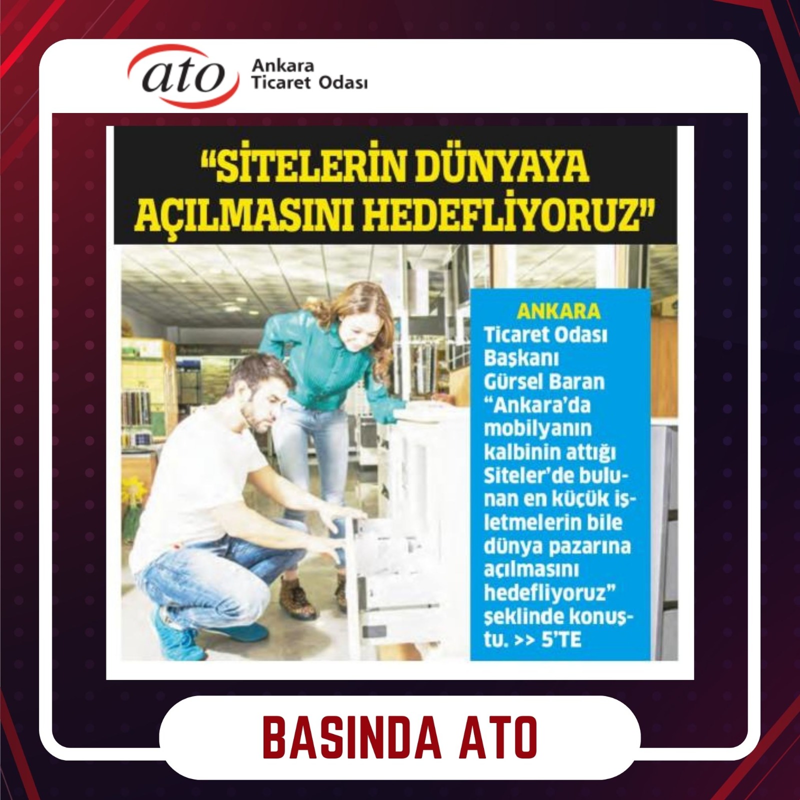 Ankara Ticaret Odası, Uluslararası Pazarda Küçük Mobilya Üreticilerine Destek Sağlayacak Proje Başlatıyor