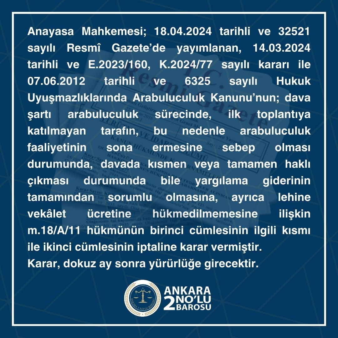 Anayasa Mahkemesi Arabuluculuk Sürecindeki İptaliyle Çarpıcı Bir Karara İmza Attı