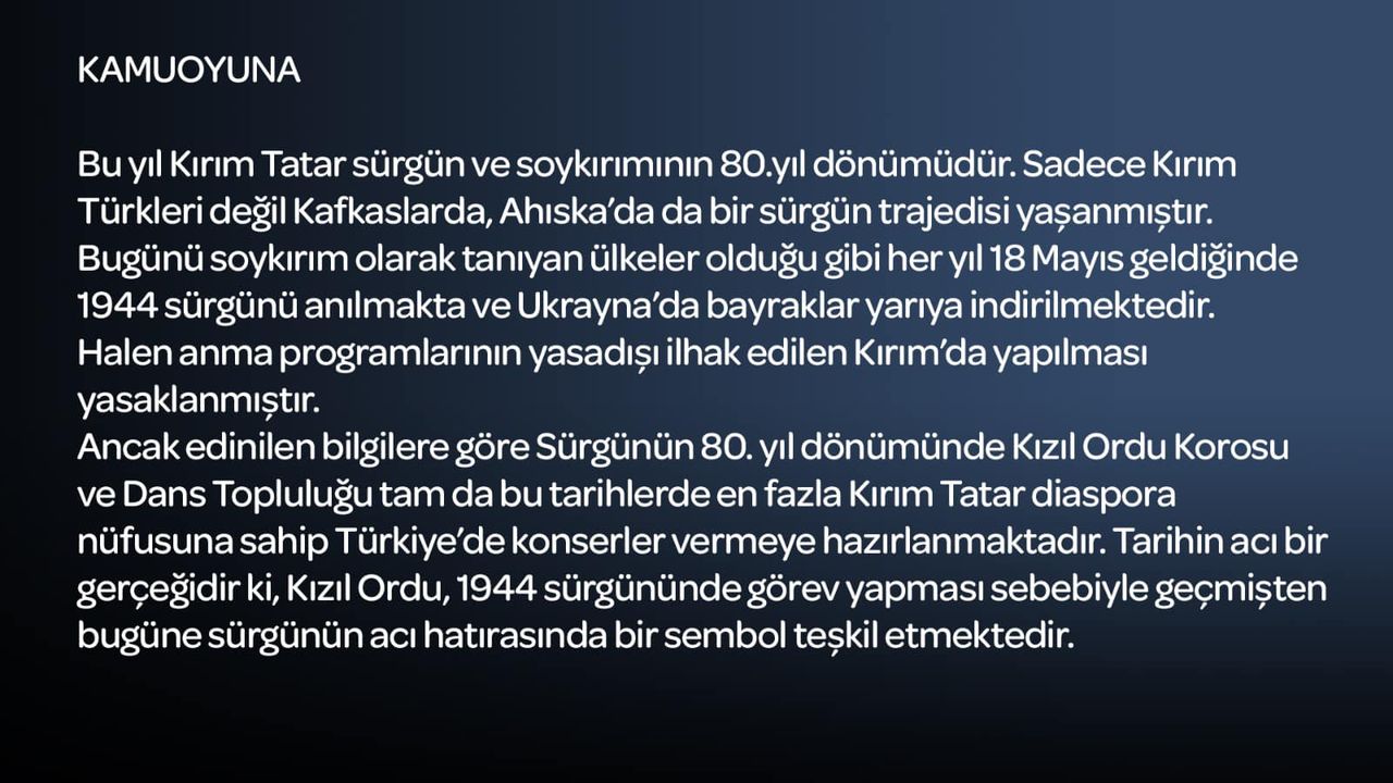 Ankara Milletvekili Kürşad Zorlu, Kırım Tatar Türklüğü'nün Sürgün ve Soykırım Yıldönümü Organizasyonuna Tepki Gösterdi