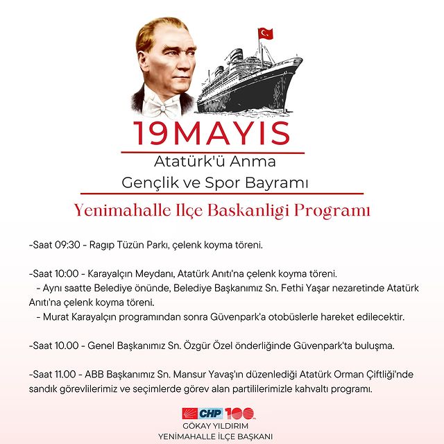 19 Mayıs Atatürk’ü Anma Gençlik ve Spor Bayramı Kutlamaları