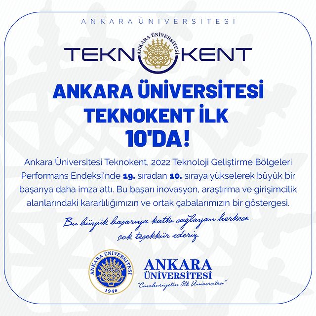 Ankara Üniversitesi Teknopark, Performans Endeksi'nde Başarı Elde Etti