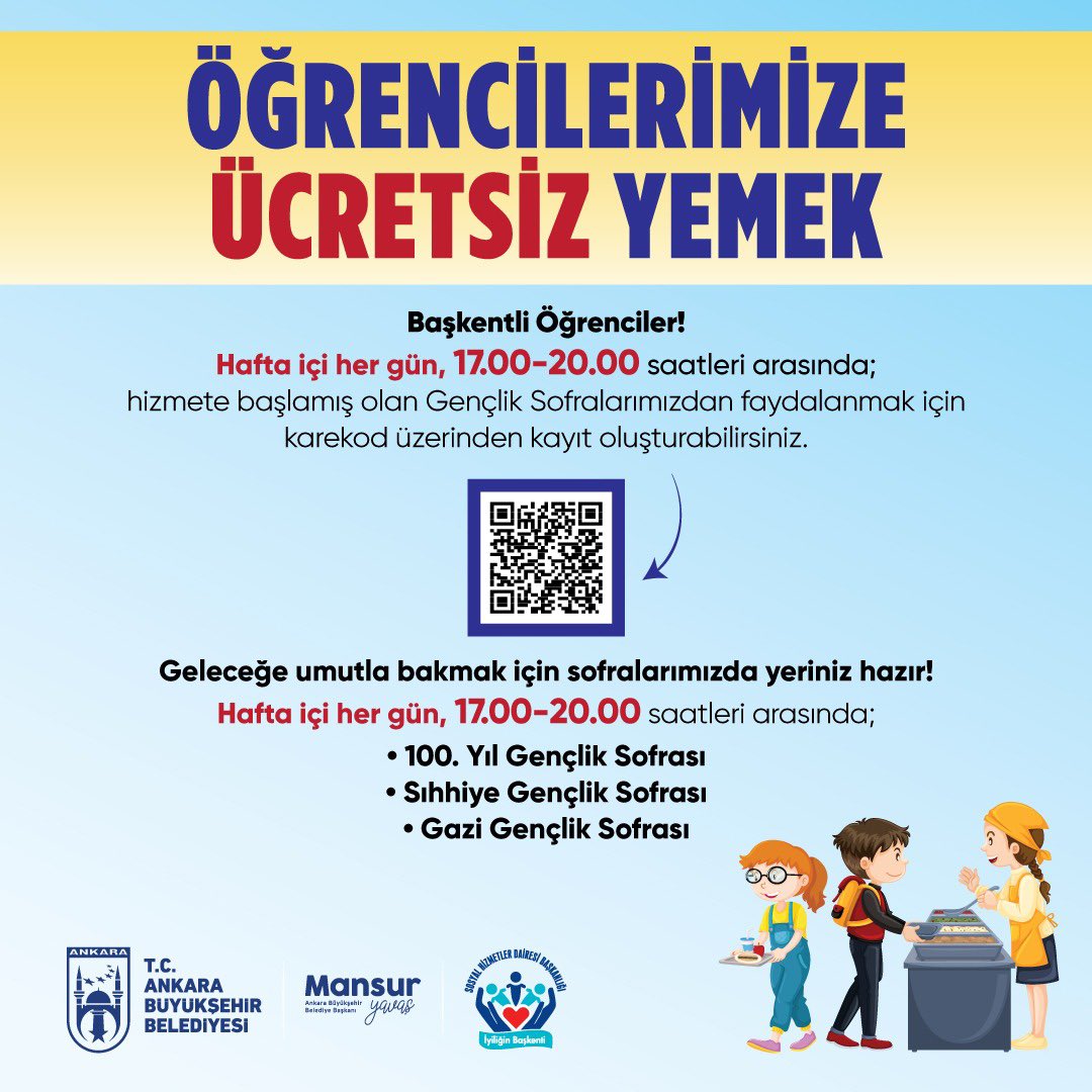 Ankara'da Gençlere Ücretsiz Yemek Hizmeti