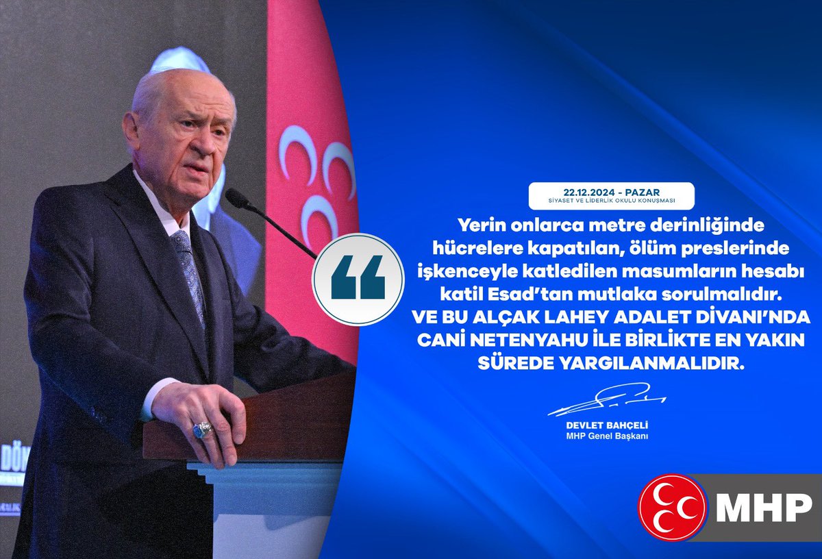 Devlet Bahçeli: Esad Suriye'deki İnsan Hakları İhlallerinin Sorumlusudur