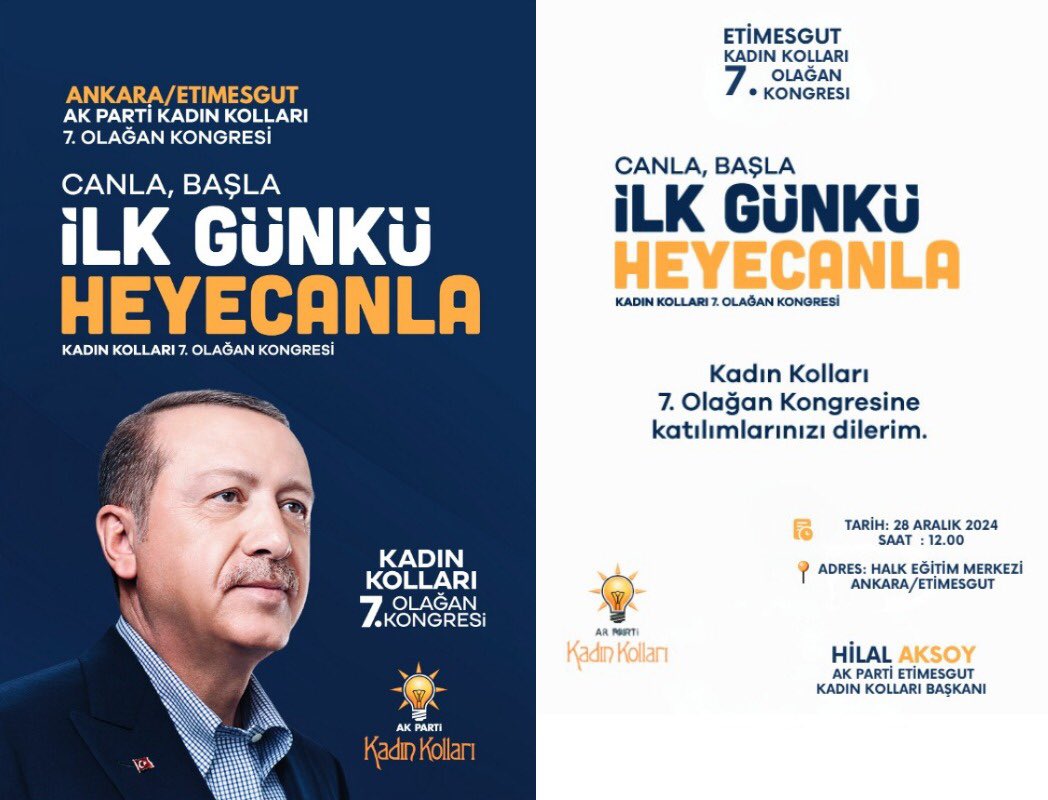 Ak Parti Etimesgut İlçe Kadın Kolları 7. Olağan Kongresi'ne Davet