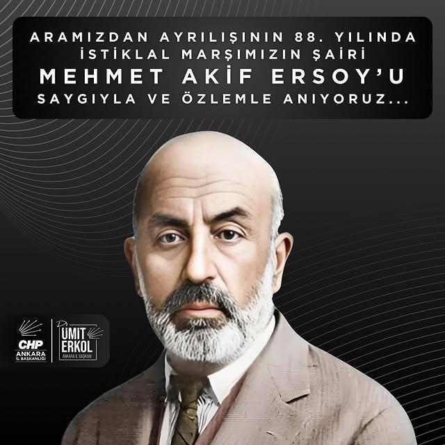 İstiklal Marşı'nın Yazarı Mehmet Akif Ersoy'un Vefatının 88. Yılı Anılıyor