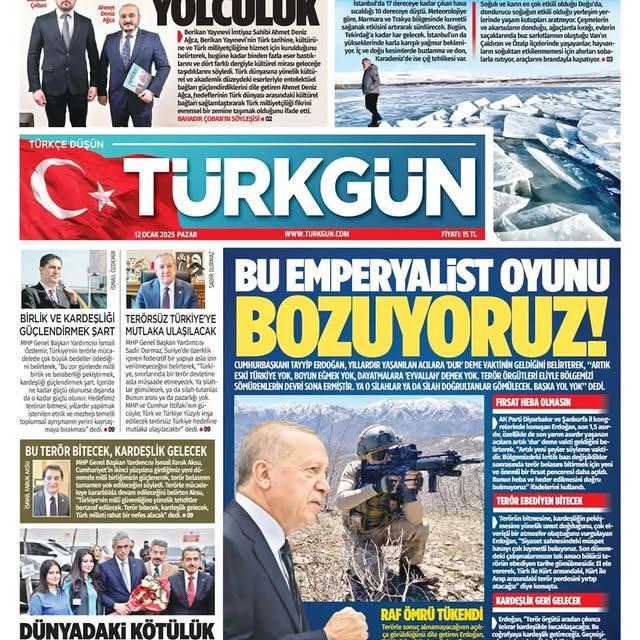 

12 Ocak 2025 Pazar Günü Türkgün Gazetesi Seyrinde

