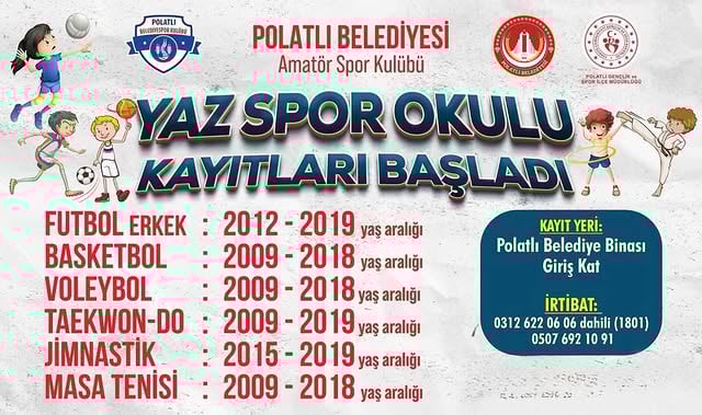 Polatlı Belediyesi Yaz Spor Okulu 2025 Dönemi Kayıtları Başladı